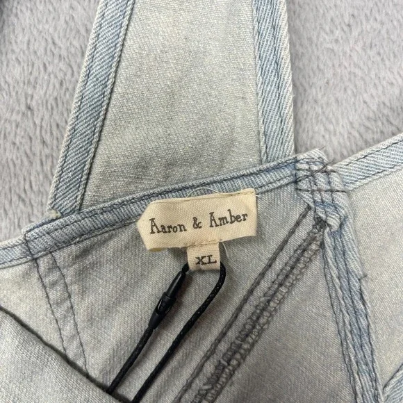 NWT Aaron & Amber Overalls Womens XL Blue Denim Flared Leg Adjustable Straps - Picture 6 of 10